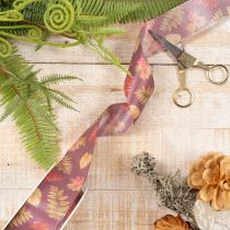 Product Decorative ribbon with autumn leaf motif, 40mm wide, 15m long