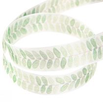 Product Ribbon Green Leaves Organza Ribbon Decorative Ribbon 25mm 18m