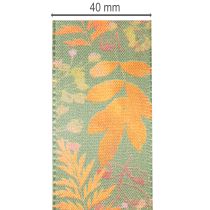 Product Decorative ribbon with leaf motif, autumn decoration, 40mm x 15m
