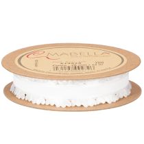 Product Decorative white ribbon with hearts for creative craft ideas, 20mm x 15m