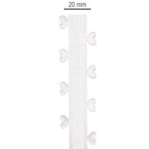 Product Decorative white ribbon with hearts for creative craft ideas, 20mm x 15m