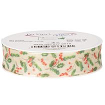 Product Decorative ribbon with holly and berries, dimensionally stable edge, 25mm, 18m