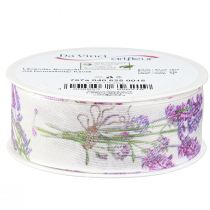 Product Ribbon Lavender Silk Ribbon with Lavender Bouquet 40mm 15m
