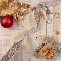 Product Gift ribbon with animal print leopard, 25mm wide, 18m long