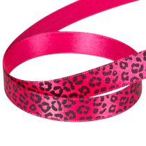 Product Decorative ribbon with leopard print, pink, 15mm x 18m