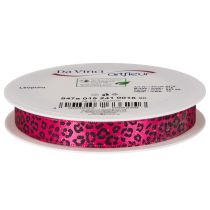 Product Decorative ribbon with leopard print, pink, 15mm x 18m