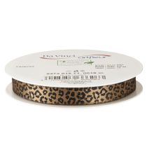 Product Ribbon Leopard Print Silk Ribbon Brown Black 15mm 18m