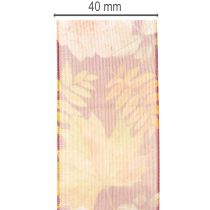 Product Gift ribbon in autumn colors, organza ribbon with floral pattern, 40mm, 15m