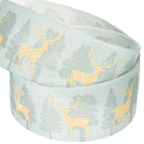Product Gift ribbon with reindeer and Christmas trees, 40mm x 18m