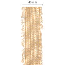 Product Decorative cotton ribbon, rustic style, with fringe, 40 mm, 30 m
