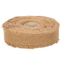 Product Decorative cotton ribbon, rustic style, with fringe, 40 mm, 30 m