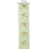 Product Decorative ribbon with gold bows on a roll, 15mm wide, 18m long