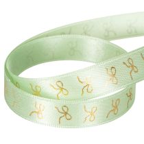 Product Decorative ribbon with gold bows on a roll, 15mm wide, 18m long