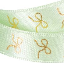 Product Decorative ribbon with gold bows on a roll, 15mm wide, 18m long