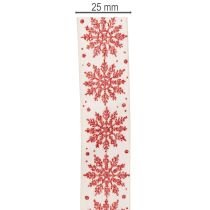 Product Decorative ribbon with snowflakes, gift wrapping, winter, 25mm x 20m