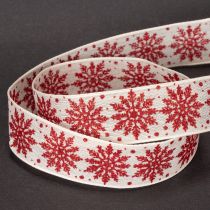 Product Decorative ribbon with snowflakes, gift wrapping, winter, 25mm x 20m