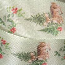 Product Decorative ribbon with deer motif, forest and flowers, 40mm x 15m