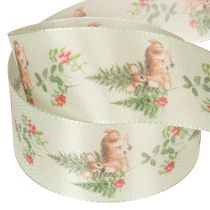Product Decorative ribbon with deer motif, forest and flowers, 40mm x 15m