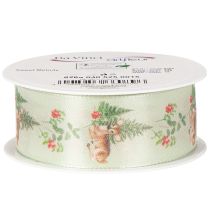 Product Decorative ribbon with deer motif, forest and flowers, 40mm x 15m