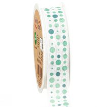 Product Ribbon Turquoise Dots Maritime Cotton Ribbon 25mm 18m