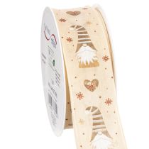 Product Decorative ribbon with gnomes and hearts for gifts and crafts, 40mm x 15m