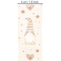 Product Decorative ribbon with gnomes and hearts for gifts and crafts, 40mm x 15m
