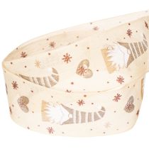 Product Decorative ribbon with gnomes and hearts for gifts and crafts, 40mm x 15m