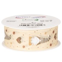 Product Decorative ribbon with gnomes and hearts for gifts and crafts, 40mm x 15m