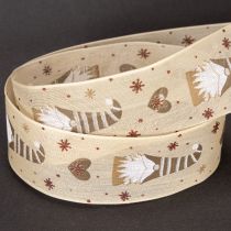 Product Decorative ribbon with gnomes and hearts for gifts and crafts, 40mm x 15m