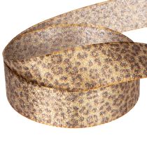 Product Leopard print gift ribbon for creative decoration and floristry, 25mm x 20m