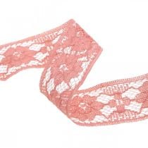 Antique pink lace ribbon, decorative ribbon, vintage decoration, deco ribbon, wedding decoration W25mm L15m