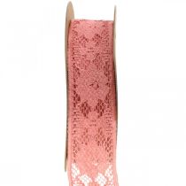 Product Antique pink lace ribbon, decorative ribbon, vintage decoration, deco ribbon, wedding decoration W25mm L15m