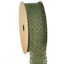 Product Gift ribbon green ribbon dots and lace 38mm 10mm