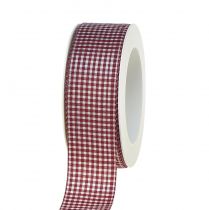 Product Gift ribbon, decorative ribbon, checkered red and white, 40mm wide, 20m long