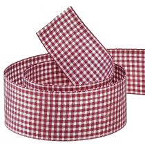 Product Gift ribbon, decorative ribbon, checkered red and white, 40mm wide, 20m long