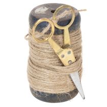 Product Ribbon spool jute ribbon with scissors Ø5cm H8cm 2pcs