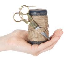 Product Ribbon spool jute ribbon with scissors Ø5cm H8cm 2pcs