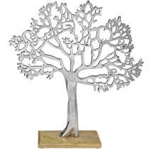 Deco tree metal large, metal tree silver wood H42.5cm