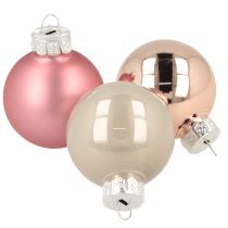 Product Tree decoration Christmas balls glass pink grey Ø4cm 24 pcs