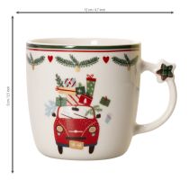 Product Ceramic mug with Christmas motif, car and gifts, 9cm