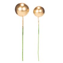 Product Artificial golden berry balls on wire for festive arrangements, 2cm, 48 pieces