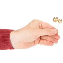 Product Artificial golden berry balls on wire for festive arrangements, 2cm, 48 pieces