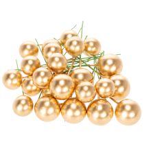Product Artificial golden berry balls on wire for festive arrangements, 2cm, 48 pieces