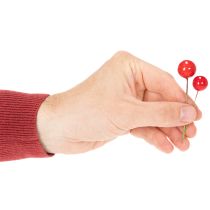 Product Artificial red berry mini Christmas baubles for floral decoration, 2cm, 48 pieces