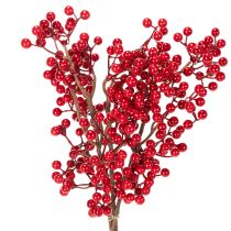 Product Artificial holly branch with red berries, decorative branch for vases, 47cm, 3 pieces
