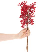 Product Artificial holly branch with red berries, decorative branch for vases, 47cm, 3 pieces