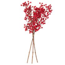 Product Artificial holly branch with red berries, decorative branch for vases, 47cm, 3 pieces