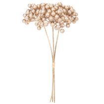 Product Artificial berry branch, champagne-colored decoration, 28cm, 3 pieces