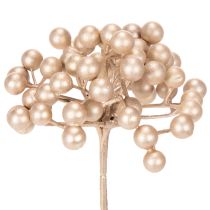 Product Artificial berry branch, champagne-colored decoration, 28cm, 3 pieces