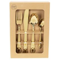 Product Gold cutlery set, 16 pieces, in a cardboard box